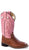 Old West Pink Childrens Girls Carona Calf Leather Square Toe Cowboy Boots 2.5 D
