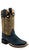 Old West Children Unisex Square Toe Black/Cactus Brown Leather Cowboy Boots