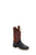 Old West Kids Unisex Broad Square Toe Black/Burnt Red Leather Cowboy Boots