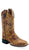 Old West Children Unisex Broad Square Toe Burnt Tan Leather Cowboy Boots