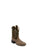 Old West Kids Unisex Broad Square Toe Brown/Rugby Mustard Leather Cowboy Boots 8.5 D