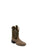 Old West Kids Unisex Broad Square Toe Brown/Rugby Mustard Leather Cowboy Boots