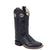 Old West Youth Unisex Broad Square Toe Black Leather Cowboy Boots