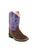 Old West Purple/Brown Toddler Girls Leather Cowboy Boots 5.5D