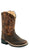 Old West Infant Boys Broad Square Toe Burnt Dark Brown Leather Cowboy Boots