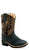 Old West Infant Boys Broad Square Toe Black/Cactus Brown Leather Cowboy Boots