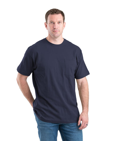 Berne Apparel Mens Heavyweight Pocket Tee Navy 100% Cotton S/S T-Shirt