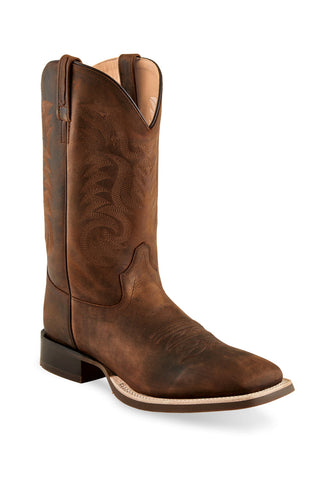 Old West Brown Mens Leather 9in Cowboy Boots 8.5EE