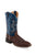 Old West Dark Brown/Wipe Out Blue Mens Leather 9in Cowboy Boots 11EE