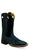 Old West Mens Broad Square Toe Black/Black Leather Cowboy Boots