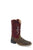 Old West Mens Broad Square Toe Brown/Cloudy Burgundy Leather Cowboy Boots