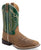Old West Mens Western Embroidered Green/Brown Leather 9in Cowboy Boots