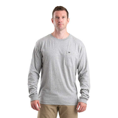 Berne Mens Grey Cotton Blend Lightweight Performance Tee L/S