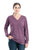 Berne Womens Performance V-Neck Mauve Cotton Blend L/S T-Shirt