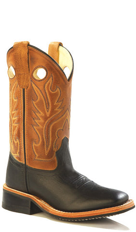 Old West Tan Canyon Youth Boys Carona Leather Square Toe Cowboy Boots 4 D