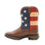 Lil' Durango Kids Boys Brown Faux Leather Union Flag Pull-On Cowboy Boots