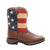 Lil' Durango Kids Boys Brown Faux Leather Union Flag Pull-On Cowboy Boots