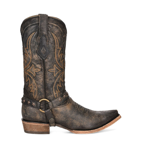 Corral Mens C4026 Distressed Black Leather Harness Cowboy Boots