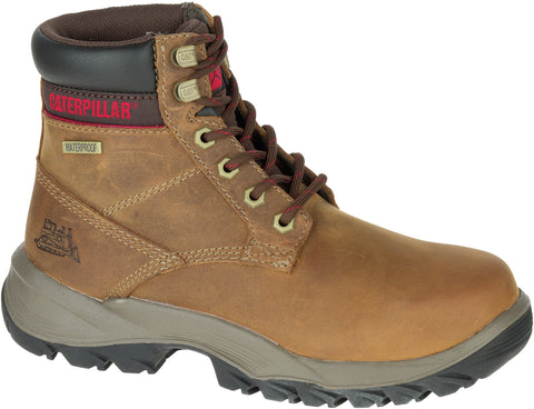 CAT Womens Dryverse 6In Wp Dark Beige Leather Work Boots 7.5 M