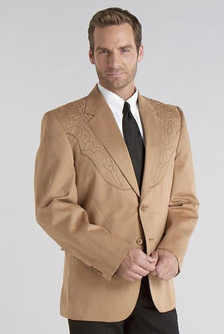 Circle S Mens Camel 100% Microsuede Galveston Boot Stitch Jacket Blazer 46 L