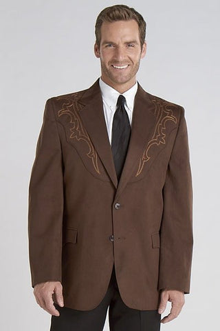 Circle S Mens Chestnut 100% Microsuede Galveston Boot Stitch Jacket Blazer 52 RX