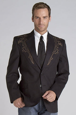 Circle S Mens Black 100% Microsuede Galveston Boot Stitch Jacket Blazer 44 L