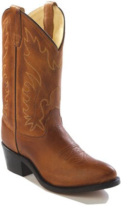 Old West Tan Canyon Youth Girls Corona Leather Narrow J Toe Cowboy Boots 6.5 D