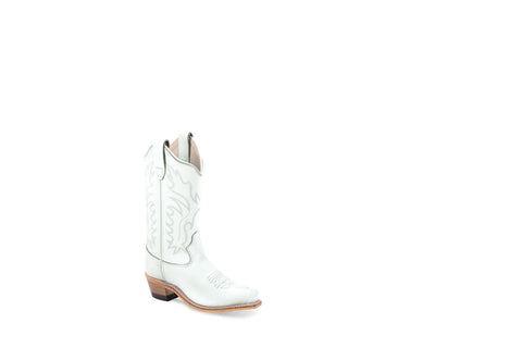 Old West Girls White Leather Fashion Boots 2.5 D