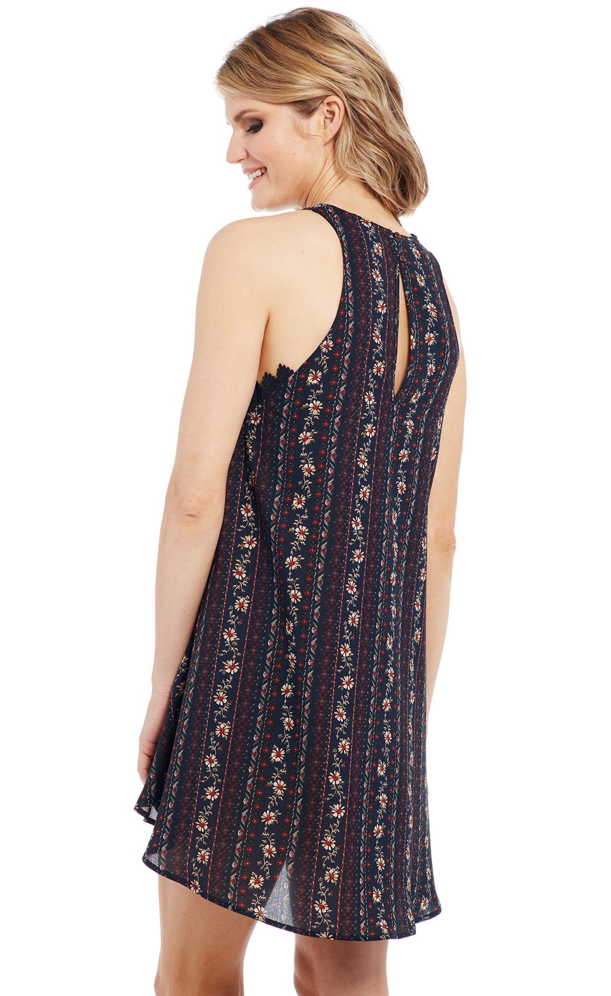 Cowgirl Up Womens Navy Multi Polyester Crochet Lace Slip Dress S/L The Western Company Cowgirl Up Womens Navy Multi Polyester Crochet Lace Slip Dress S/L The Western Company