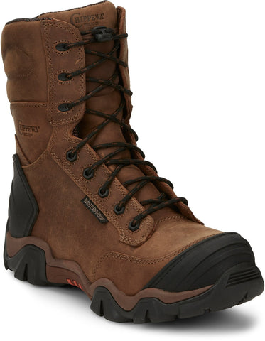 Chippewa Mens Cross Terrain 8in WP CT Hiker Bourbon Brown Leather Work Boots