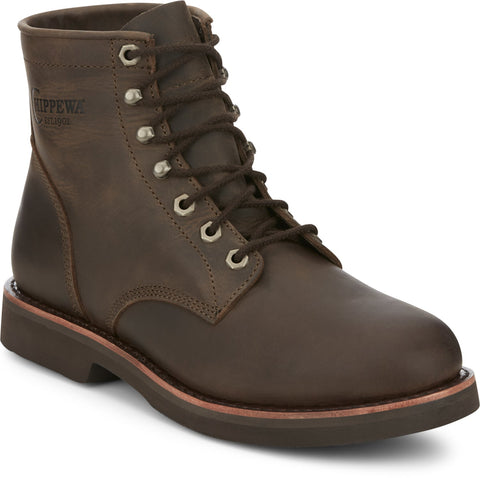 Chippewa Mens Classic 2.0 6in Lace Up Wood Leather Work Boots