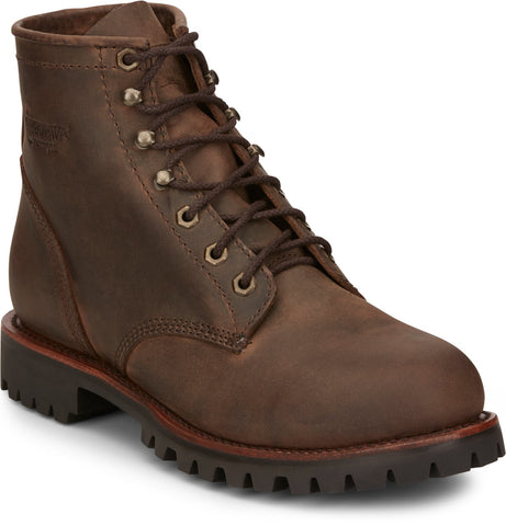Chippewa Mens Classic 2.0 6in Lace Up Chocolate Apache Leather Work Boots