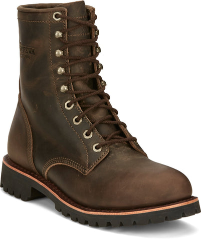 Chippewa Mens Classic 2.0 8in Lace Up Chocolate Apache Leather Work Boots