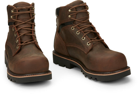 Chippewa Mens Sador 6in Waterproof Comp Toe Heavy Duty Tan Leather Work Boots