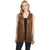 Cripple Creek Womens Double-Faced Precious Copper Polyester Faux Leather Vest