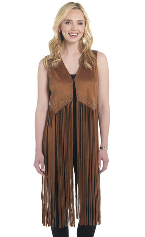 Cripple Creek Womens Double-Faced Crop Precious Copper Faux Leather Vest