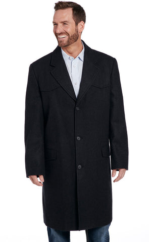 Cripple Creek Mens Heather Black Wool Blend Western Overcoat