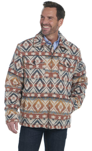 Cripple Creek Mens Zip Front Navajo Blanket Shirt Navajo Sky Polyester Jacket