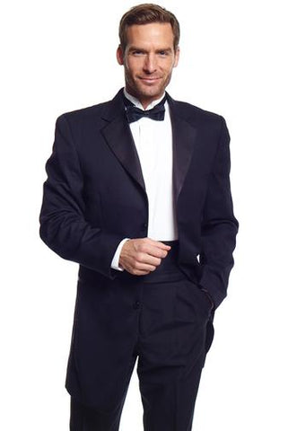 Circle S Mens Black Poly Wool Blend Long Tail Jacket Blazer Tuxedo Coat 52 RX
