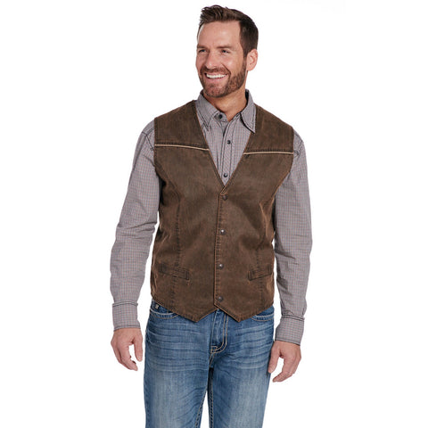 Cripple Creek Mens Enzyme Washed Cord Antique Chocolate Cotton Blend Cotton Vest