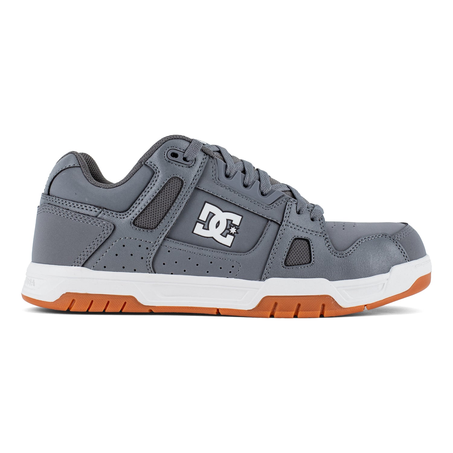 DC Mens Stag Lifestyle Grey Gum Leather Work Shoes The Western Company