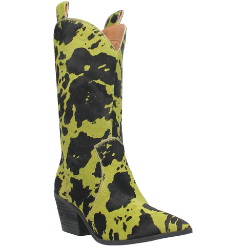 Dingo Womens Live A Little Lime Cowhide Cowboy Boots