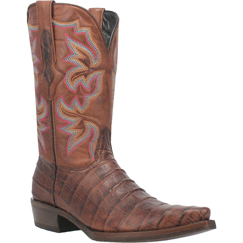 Dingo Mens Gator Brown Leather Cowboy Boots