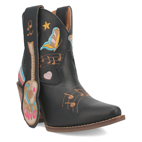 Dingo Womens Melodyie Black Leather Cowboy Boots
