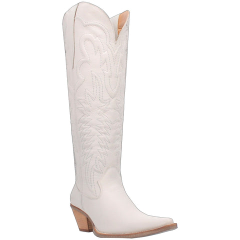 Dingo Womens Raisin Kane White Leather Cowboy Boots