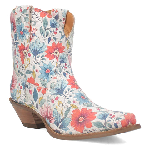 Dingo Womens Pixie Rose Bootie White Denim Cowboy Boots