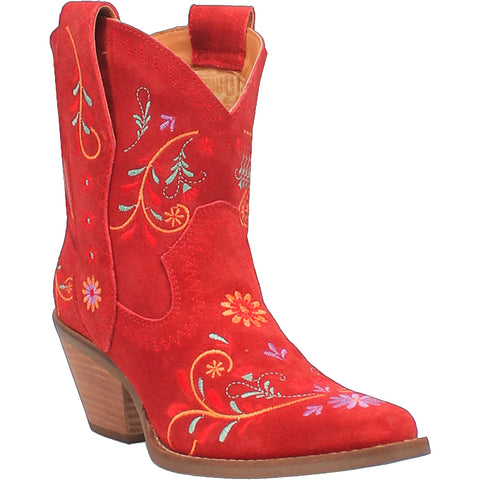 Dingo Womens Sugar Bugie Bootie Red Suede Cowboy Boots