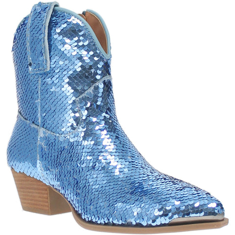 Dingo Womens Bling Thing Bootie Blue Fabric Cowboy Boots