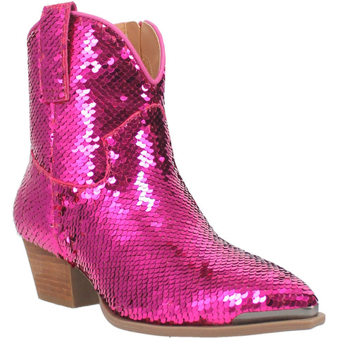Dingo Womens Bling Thing Bootie Fuchsia Fabric Cowboy Boots