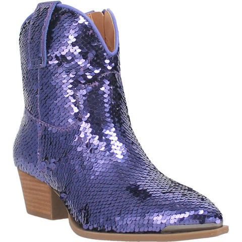 Dingo Womens Bling Thing Bootie Purple Fabric Cowboy Boots